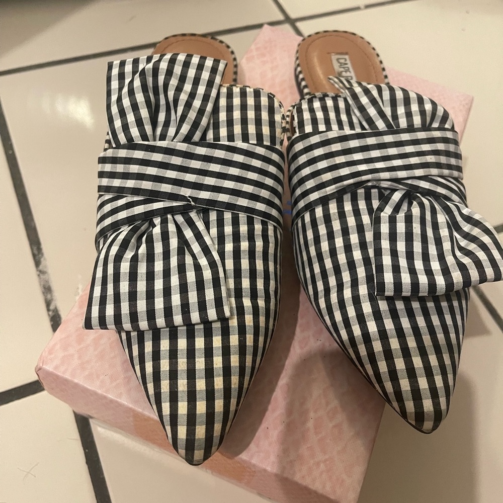 Cape Robbin Black and White Gingham Mules